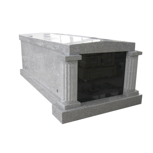 Single Crypt Mausoleum Fluted Columns - Cambridge Gray