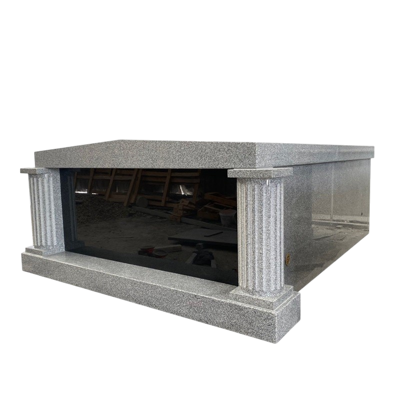 Two-Crypt Mausoleum Fluted Columns - Cambridge Gray