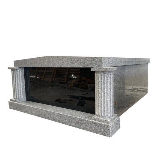 Two-Crypt Mausoleum Fluted Columns - Cambridge Gray
