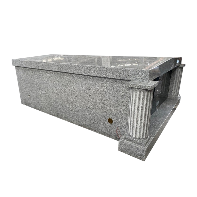 Two-Crypt Mausoleum Fluted Columns - Cambridge Gray