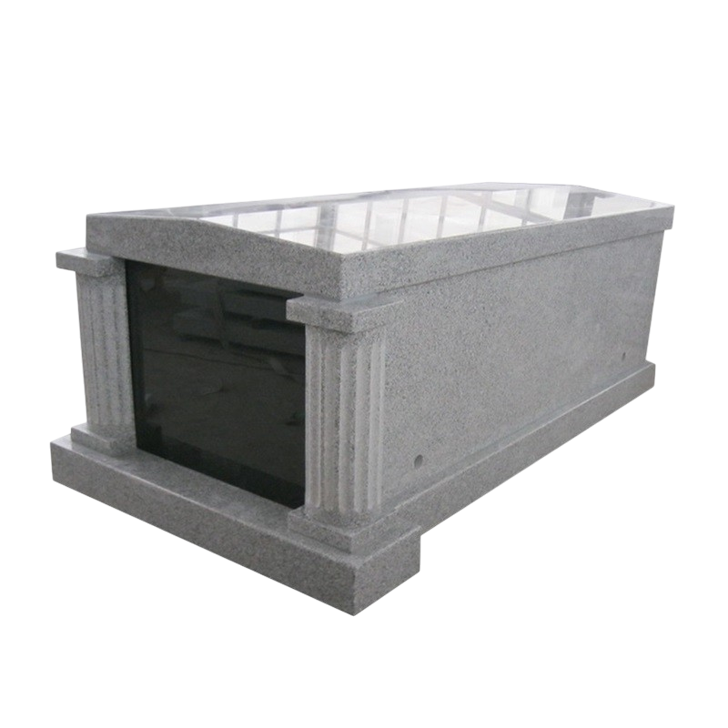 Single Crypt Mausoleum Fluted Columns - Cambridge Gray