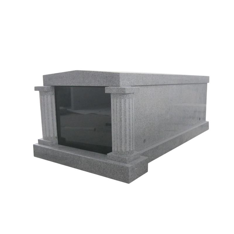 Single Crypt Mausoleum Fluted Columns - Cambridge Gray