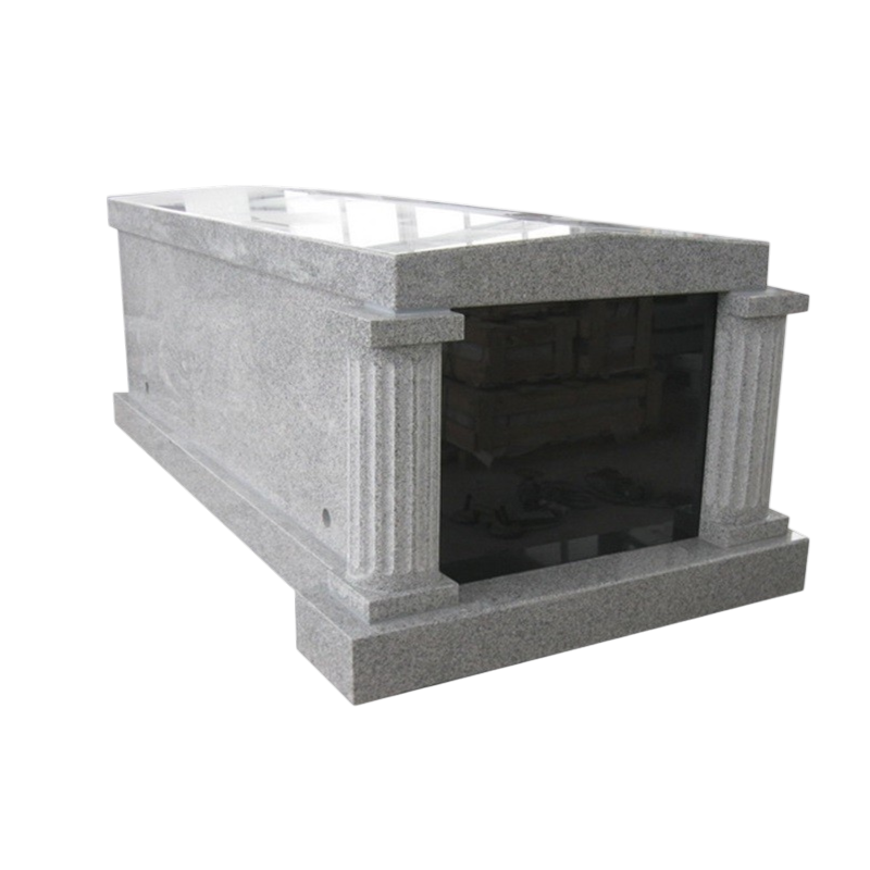 Single Crypt Mausoleum Fluted Columns - Cambridge Gray
